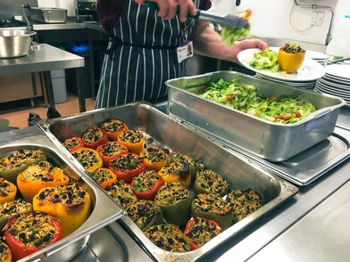 Picture of  stuffed peppers in our community kitchen